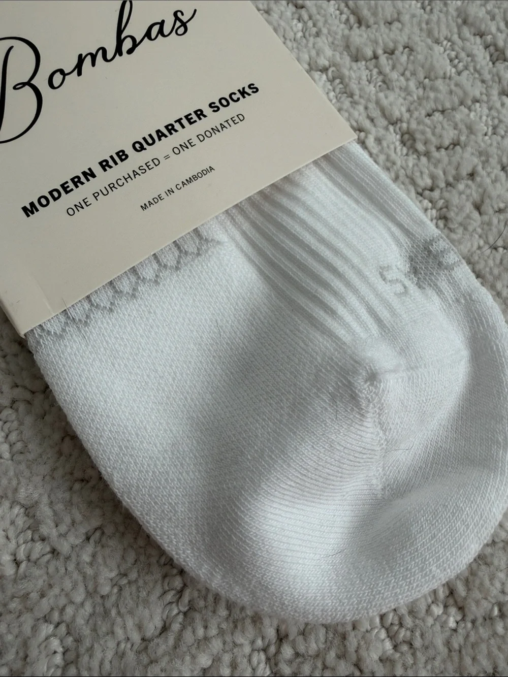 Bombas Modern Rib Quarter Socks - White
